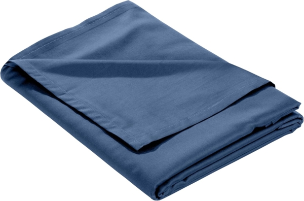 Mako Satin Bettlaken ohne Gummizug jeans blau 240x280cm