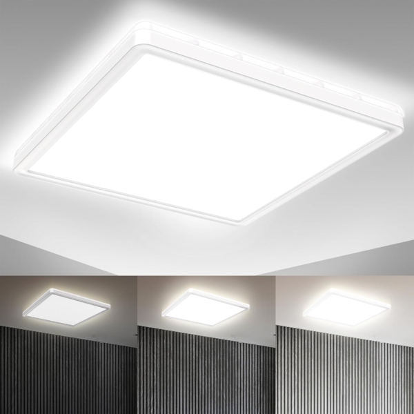 B.K.Licht Deckenleuchte LED Decken-Panel 293x293x28mm dimmbar Backlight Ultra-flach - BKL1311, Dimmfunktion, LED fest integriert, 4000K - Neutralweiß, Deckenlampe 18W 2400lm Memory-Funktion 4000K neutralweiß - Farbe: Weiß