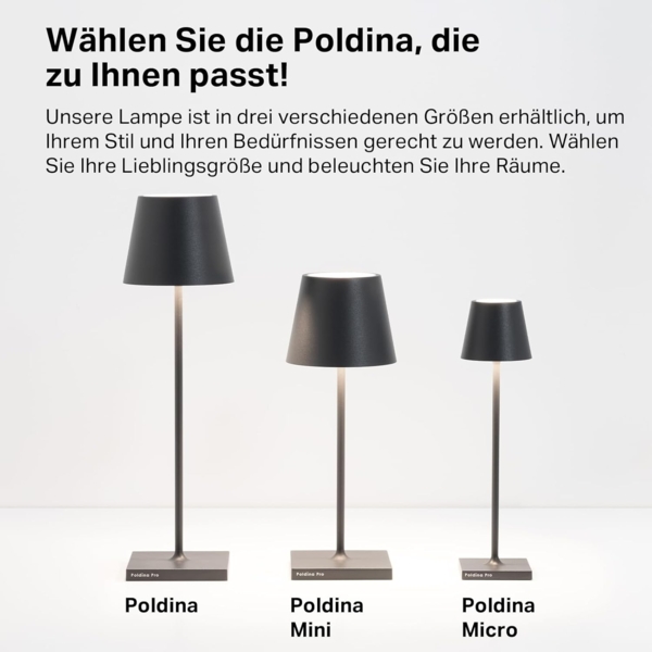 Zafferano, Poldina Micro Lampe mit Glänzendem Chrom-Finish, Kabellose, Wiederaufladbare Tischlampe mit Touch Control, Geeignet für den Innenbereich, Dimmer, 2200-3000 K, Höhe 27,5 cm Bild 5