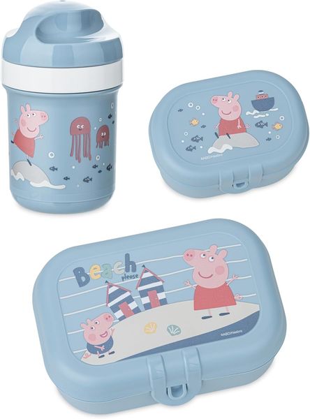KOZIOL Lunchbox PEPPA PIG WAVES TO GO, Kunststoff, (Set, 3-tlg), inkl. Trinkflasche, melaminfrei, CO² neutrale Produktion