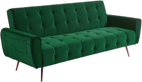 Vente-unique - Schlafsofa Klappsofa 3-Sitzer - Samt - Tannengrün - POLANI