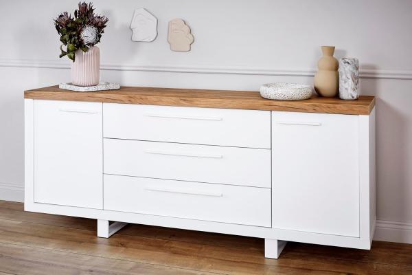 Jahnke Sideboard, Engineered Wood, Kerneiche/Weiss, One Size