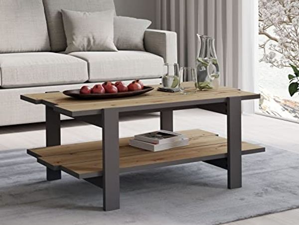 Couchtisch >COFFEE TABLES< (BxHxT: 110x45,5x60 cm) Wolfram Grau/Artisan Eiche