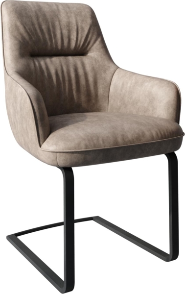 Freischwinger Zelia-Flex mit Armlehnen Mikrofaser Taupe Vintage Freischwinger flach Schwarz Taschenfederkern