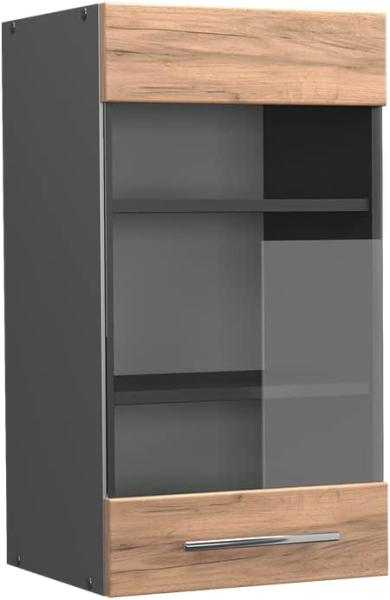 Vicco Küchenschrank Küchenmöbel Küchenzeile Fame-Line modern Küche Einbauküche Blende Unterschrank Hochschrank Hängeschrank (Anthrazit-Goldkraft, Hängeglasschrank 40 cm)