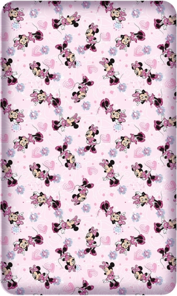 BERONAGE Spannbettlaken Minnie Mouse Spannbettlaken Flower Pink Rosa 90/100x190/200 cm, 100% Baumwolle, Gummizug: ja, (1 Stück), Disney