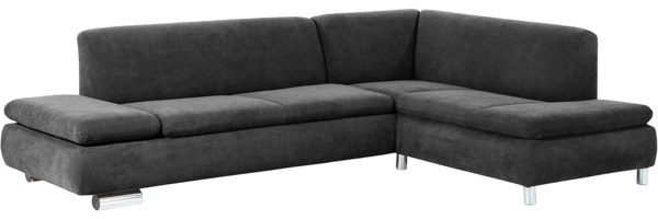 Terrence Ecksofa Veloursstoff Anthrazit Metallfüße verchromt