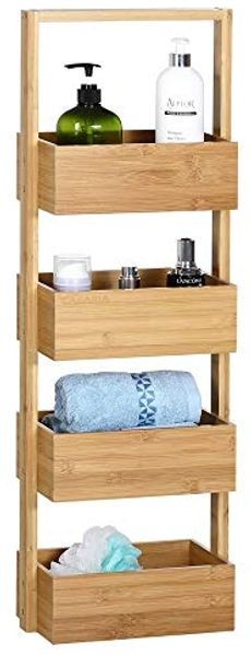 Casaria Badregal mit 4 Ablagen, Bambus natur, 16 x 28 x 88 cm
