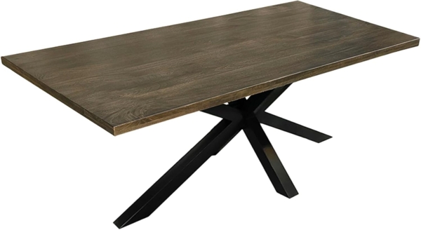 riess-ambiente Esstisch GALAXIE 200cm taupe braun/schwarz – lackiertes Massivholz, Industrial, großer Holztisch mit Sternengestell aus Metall – ideal für 8 Personen