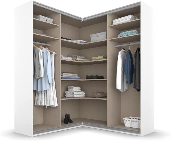 Rauch Möbel Quadra Schrank Eckschrank Schwebetürenschrank, Grau, 4-trg. mit Spiegel, inkl. 2 Kleiderstangen, 12 Einlegeböden, BxHxT 181 x 229 x 187 cm Bild 6