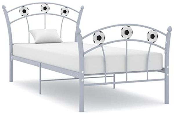 vidaXL Einzelbett mit Fußball-Design Grau Metall 90x200 cm 324746