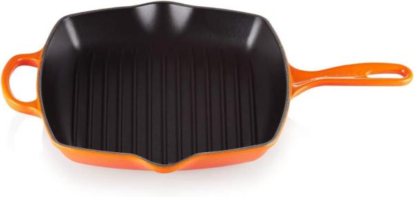 Le Creuset 'Signature' Grillpfanne, quadratisch, Gusseisen orange, Ø 26 cm Ofenrot