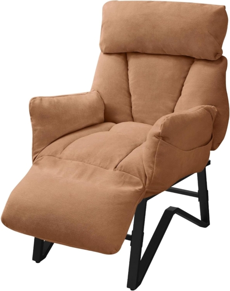 ML-DESIGN Loungesessel Wohnzimmersessel mit Armlehnen Fußablage Seitentaschen Lesesessel, Braun Sessel Fernsehsessel verstellbar Relaxsessel Leinen Ruhesessel
