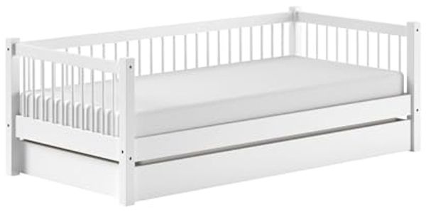 Daybett >Buche Massiv< in Buche massiv weiß lackiert - 207,5x68x97,5 (BxHxT)