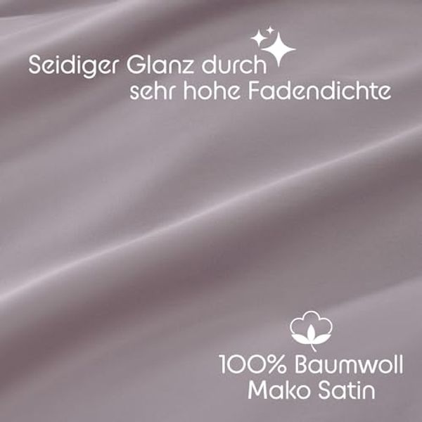 Blumtal Bettwäsche Premium Mako Satin Baumwolle mit Kissenbezug, Mako-Satin, 2 teilig, Superweiches Bettbezug Set mit edler Glanz Optik Bild 4