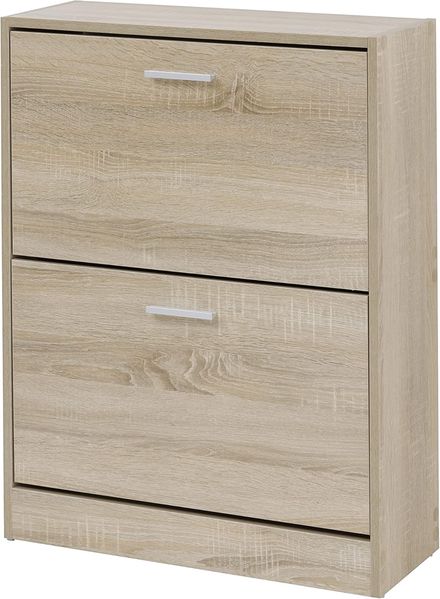 Baroni Home Platzsparender Schuhschrank aus Melamin-Holz für den Eingangsbereich, 12 Paar Schuhe mit 2 Klapptüren und dopplter Tiefe 24 x 63 x 81 cm