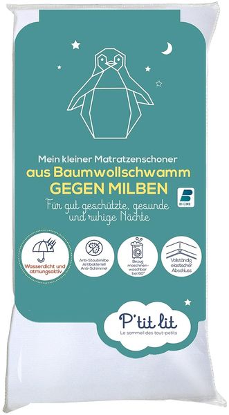 P'tit lit - Anti-Staubmilben-Baby-Matratzenschoner | Wasserdichter Matratzenschoner 70x140 cm - Frottee aus 100% Baumwolle - Saugfähig und leise - Oeko Tex®