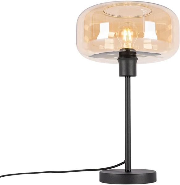 Qazqa Tischleuchte Bizle, ohne Leuchtmittel, Warmweiß, QAZQA Tisch­leuchte, e27, Beige, Glas, Art Deco