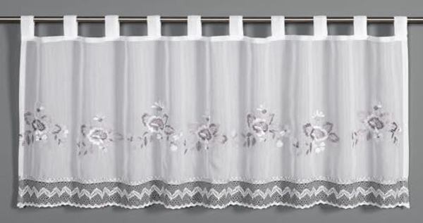 Sehlbach Panneau Blumen Häkelsaum 135 x 45 cm silbergrau