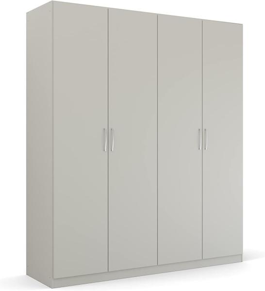 Rauch Möbel Pure by Quadra Spin Schrank Drehtürenschrank, Grau, 4-trg, inkl. 2 Kleiderstangen, 2 Einlegeböden, BxHxT 181x210x54 cm