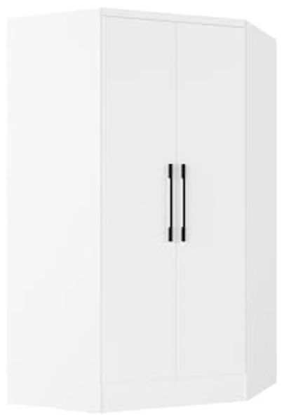 Vente-unique - AURALI Wardrobe and walk-in wardrobe Holz, Platte Weiß - B 101,5 cm x H 182 cm x L 101,5 cm