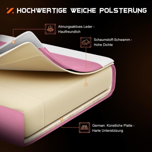 DUMOS Gaming Stuhl Ergonomischer Gaming Stuhl mit Fußstütze Atmungsaktiver PC Stuhl mit verstellbare Lendenkissen Kopfkissen und Armlehnen 150 kg Belastbarkeit Drehsessel Bild 7