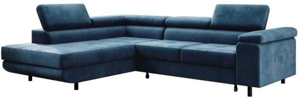 Designer Sofa Costa mit Schlaf und Klappfunktion Blau Links