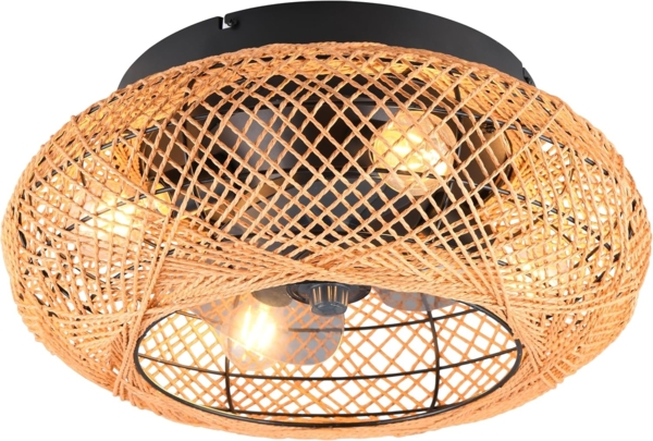 Boho Deckenleuchte LILLESAND mit Ventilator und Fernbedienung, Ø 50cm