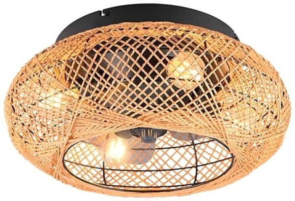 Boho Deckenleuchte LILLESAND mit Ventilator und Fernbedienung, Ø 50cm