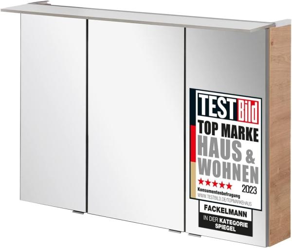 Fackelmann B.PERFEKT LED Spiegelschrank 100 cm breit, Braun hell