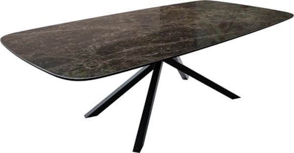 Outdoortisch Edge Boot 240x120 cm Keramik Emperador Extra Lucidato Dunkelbraun Kreuzgestell Rechteck Schwarz