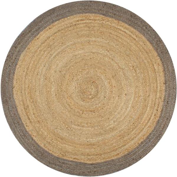 vidaXL Teppich Handgefertigt Jute mit Grauem Rand 90 cm 133674