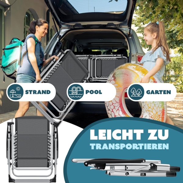 KESSER® Sonnenliege Liegestuhl, klappbare Gartenliege extra breit & Wetterfest, Belastbar 200kg, Ergonomisches Polster, verstellbare Rückenlehne inkl. Nackenkissen, Getränkehalter & Armpolster Beige, Liege (Mit Sonnendach) Bild 8