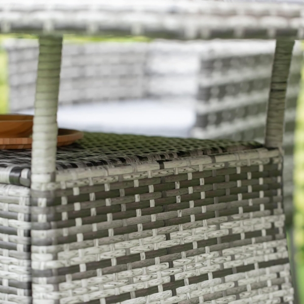 Outsunny Gartentisch Gartenmöbel Tisch, Polyrattan+Sicherheitsglas (Esstisch, 1-St, Glastisch), Grau+Schwarz, 150x85x74cm Bild 9