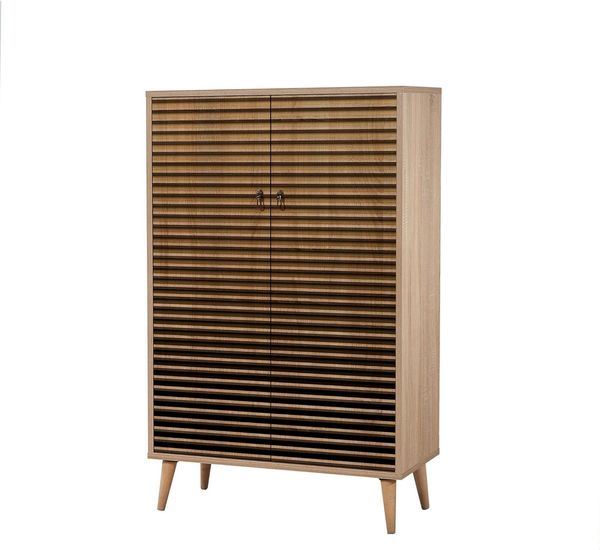 Dmora Sideboard Proxima 80 x 36 x 127 cm Braun, 3 Regale, 2 Türen Bild 9