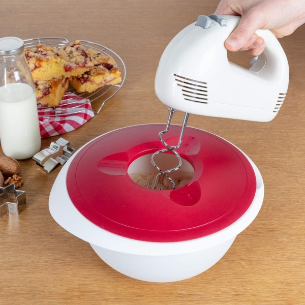 Westmark Koch- und Backset, 4tlg, Quirltopf 1 l, Rührschüssel 3,5 l je mit Deckel, Messkanne 1 l und Teigschaber, Kunststoff/Silikon, Duo, Transparent/Weiß/Rot/Schwarz, 315122E8 Bild 9