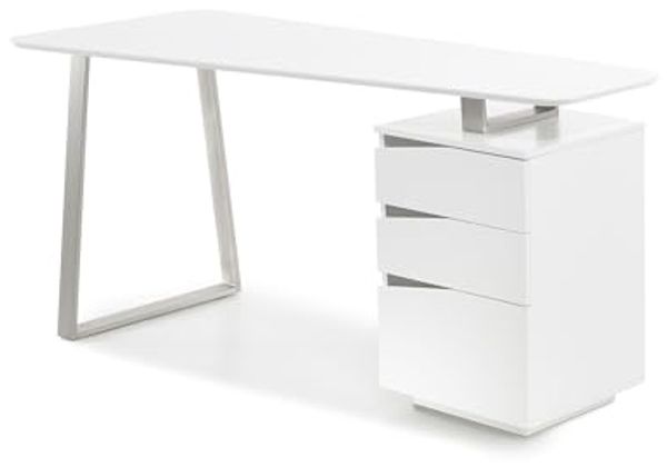 'Tori' Schreibtisch matt weiß Lack 150 cm