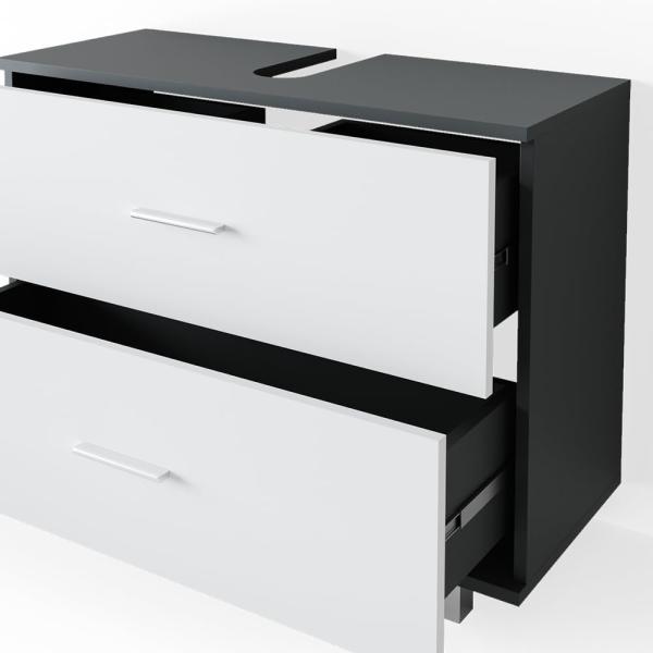 Badmöbel-Set Ilias Weiß/Anthrazit 4 Teile, mit Hochschrank Vicco Bild 6