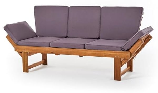 DESIGN DELIGHTS Sitzbank GARTENBANK "AKAZIE", Akazienholz, Holz Sitzbank mit Tisch & Polstern