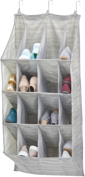 Hängeregal mDesign hängendes Schuhregal Türregal Beige-Grau 16 Fächer