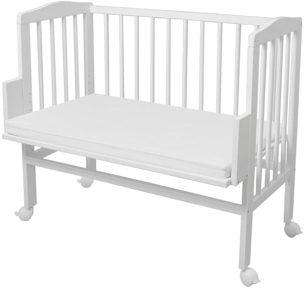 WALDIN Beistellbett mit Matratze und Nestchen, höhenverstellbar, Ausstattung Sterne, Gestell Weiß lackiert Bild 2