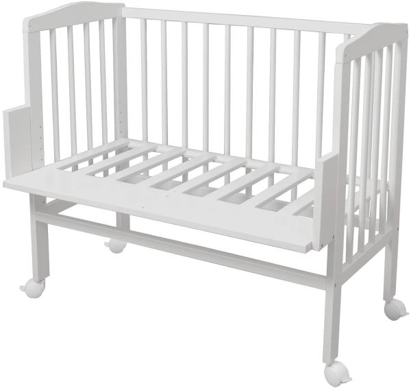 WALDIN Beistellbett mit Matratze und Nestchen, höhenverstellbar, Ausstattung Sterne, Gestell Weiß lackiert Bild 3