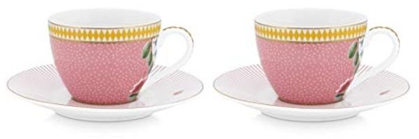 PiP Studio Espressotasse La Majorelle Pink Espressotasse m Untere Set2, Porzellan, Set/2 Espresso Cups & Saucers La Majorelle Pink 120ml