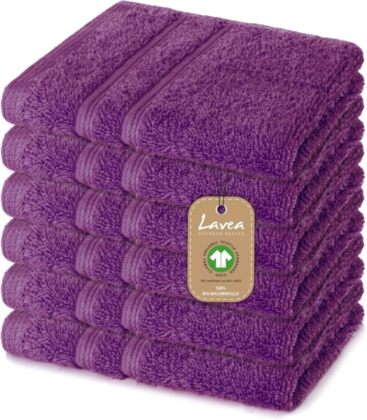 Lavea Seiftuch Bali Seiflappen 30x30 cm, Weiches Bio-Baumwollfrottee (Set, 6-St), pflegeleicht, GOTS-zertifiziert, extra saugstark mit 500g/m²