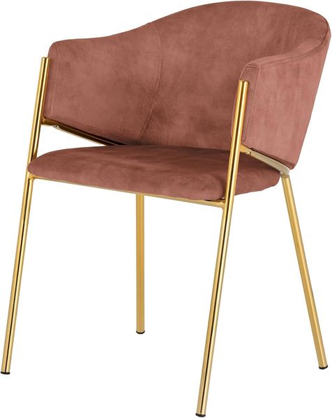 riess-ambiente Esszimmerstuhl NOBLESSE rosé / gold - Samt, Metallgestell, Retro, mit Armlehnen (Einzelartikel, 1 St), halbrunder Stuhl - ideal für Küche, Ess-, Arbeits-. Wohnzimmer & Büro