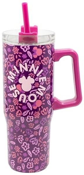 Disney Minnie Mouse XL Cool Mug 920 ml Edelstahl Thermobecher mit Strohhalm