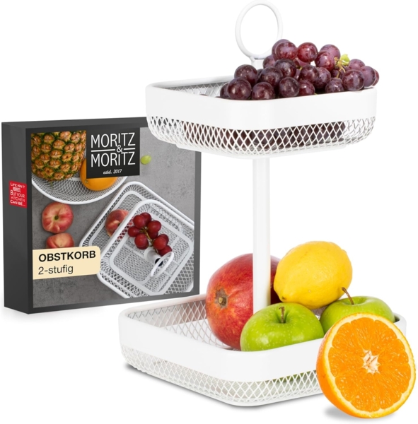 Moritz & Moritz Etagere Moritz & Moritz Moments Obstkorb Etagere Eckig weiß, Metall, (2-stöckig, 2-tlg), Obstkorb Etagere Weiß