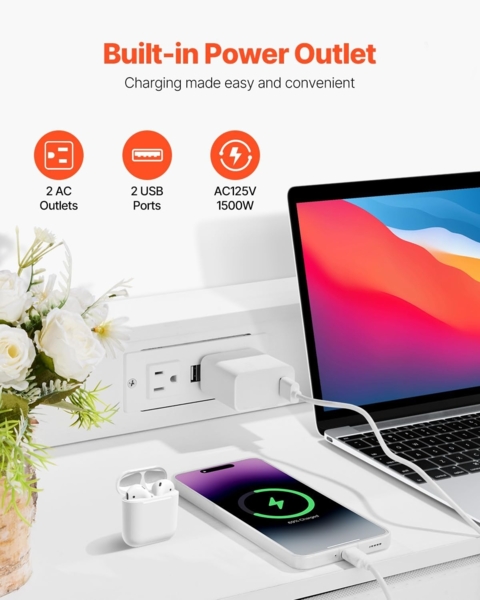 VEVOR Kommode mit 9 Schubladen & Stoffbehälter, Schrankschubladen mit stabilem Metallrahmen, LED-Leuchten und integrierter Steckdose, Stoff-Aufbewahrungsturm für Schlafzimmer Flur Schrank, weiß Bild 5