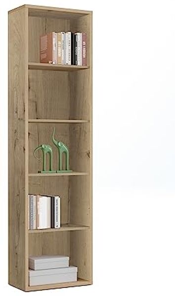 Muebles Pitarch | Bücherregal für Büro oder Arbeitszimmer mit 4 Regalen, Wohnzimmer-Bücherregal, Gold Eiche, 196,5 x 51,5 x 33 cm (Höhe x Breite x Tiefe), einfach, elegant und robust