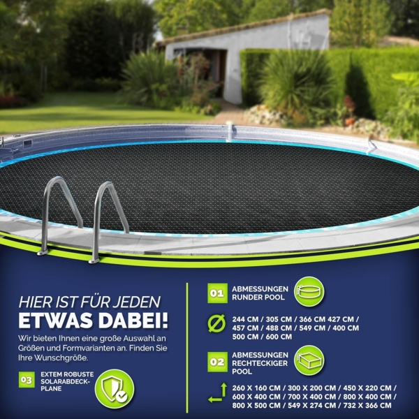 tillvex® Premium Pool Solarabdeckplane 400 µm Rund Ø 549 cm | Solarfolie Wärmeplane zuschneidbar | Solarplane Solarabdeckung | Poolheizung Poolsolarplane für Wassererwärmung Bild 6